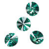 Chaton 1pkg4 Caribbean green foil back, Crystal Passions&reg; Regenerated 14mm rivoli 1122 image number 0