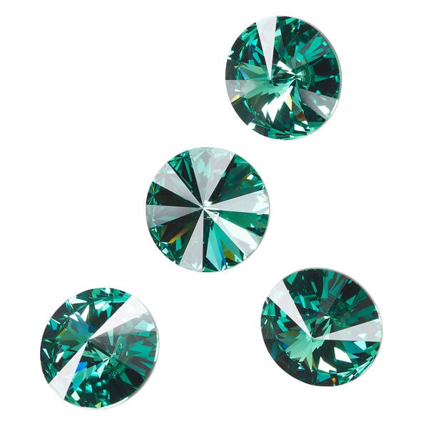 Chaton 1pkg4 Caribbean green foil back, Crystal Passions&reg; Regenerated 14mm rivoli 1122 image number 0