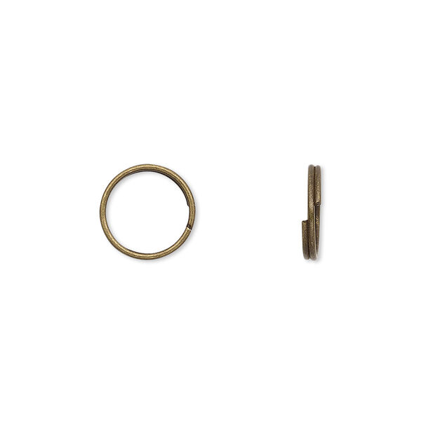 Split ring, antique brass-finished steel, 10mm round with 8.5mm inside diameter. Sold per pkg of 1,000. image number 0