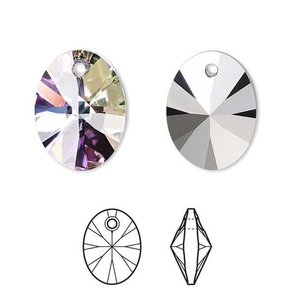Drop 1pk crystal vitrail light P, Crystal Passions® 18x14mm pendant mini oval 6028 image number 0