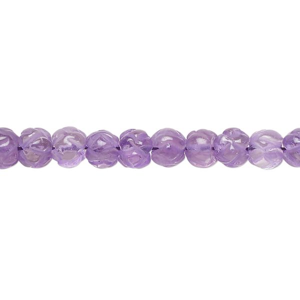 Amethyst 1pkg1, carved round bead 14 inch 5-7mm image number 0