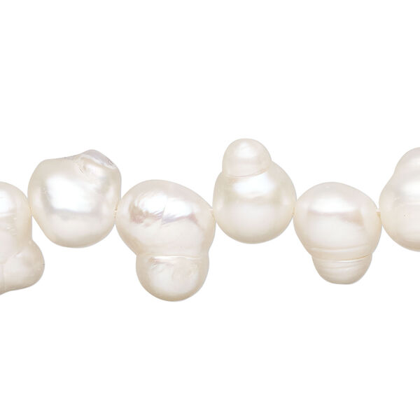 Freshwater pearl 1pkg1, top-drilled freeform, 15 inch white 10x8mm-13x10mm cultured image number 0