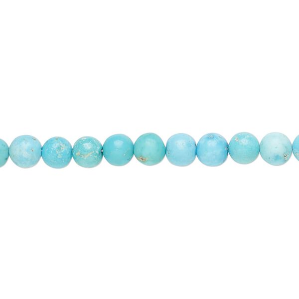 Kingman turquoise 1pkg1, hand-cut round bead 15.5-16 inch graduated 3.5-5.5mm image number 1