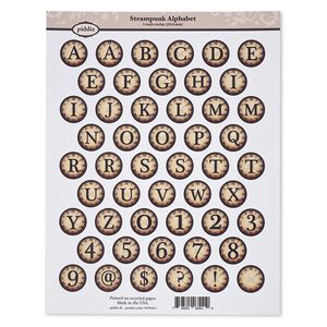 Crafting paper, piddix, matte brown and black, 11 x 8-1/2 inches with (50) 1-inch single-sided circle and "Steampunk Alphabet" patterns. Sold individually.