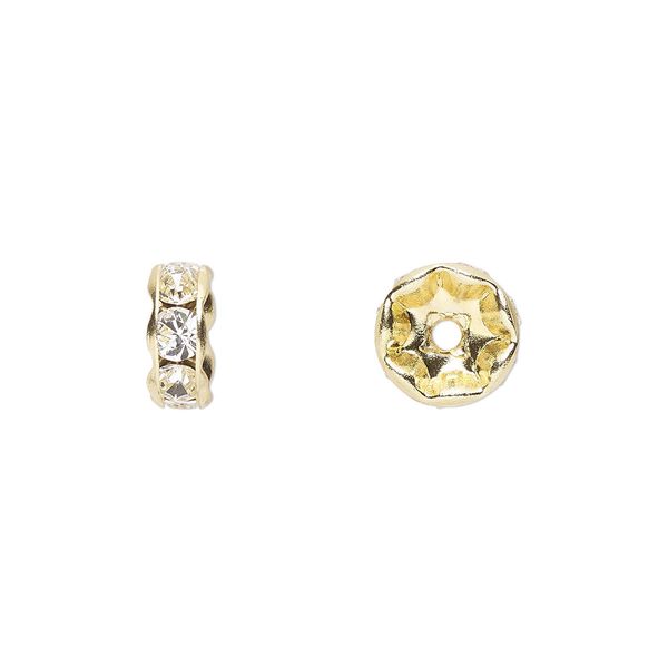Bead 12pk crystal gold plate, Preciosa Czech crystal 8x3.5mm rondelle image number 0