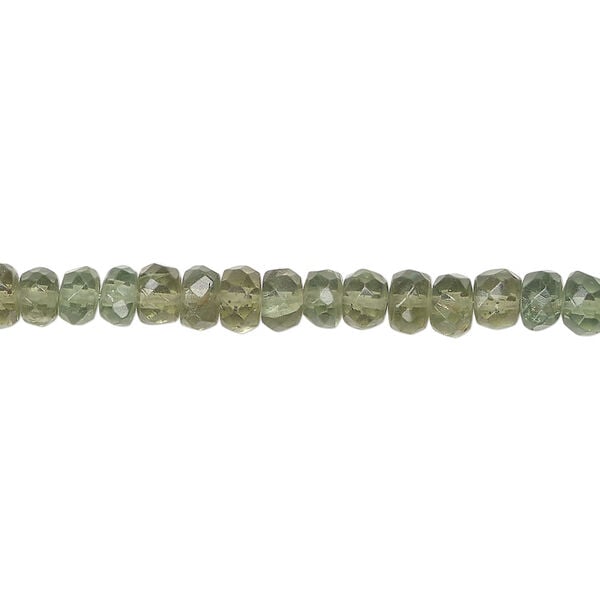 Green apatite 1pkg1, hand-cut faceted rondelle bead natural, 15.5-16 inch graduated 4x1mm-6x3mm image number 1
