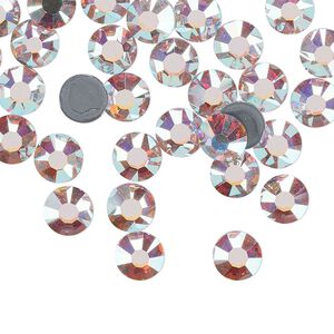 Flat back, Dance With Me™ crystal hotfix rhinestone, crystal AB, foil back, 6.32-6.5mm rose, SS30. Sold per pkg of 48.