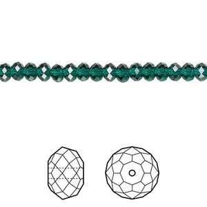 Bead 12pk emerald, Crystal Passions® 4x3mm rondelle 5040