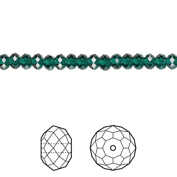 Bead 12pk emerald, Crystal Passions® 4x3mm rondelle 5040 image number 0