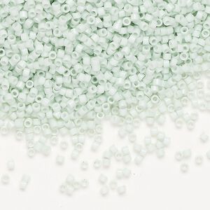 Seed bead, Delica®, glass, pkg/50g, #11 round, opaque glass enamel light mint (DB-1496-1).
