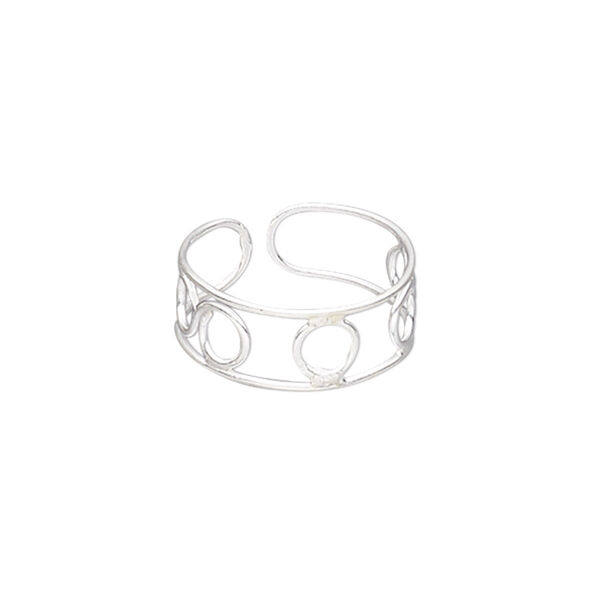 Ring, silver-plated brass, 7mm wide with infinity design, adjustable. Sold individually. image number 0