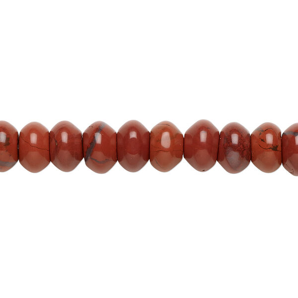 Bead, red jasper (natural), 8x5mm rondelle, B grade, Mohs hardness 6-1/2 to 7. Sold per 15-1/2" to 16" strand. image number 0