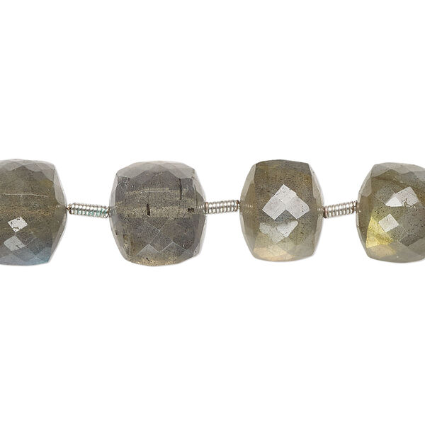 Labradorite 1pkg14, hand-cut faceted cube bead natural 8x7mm-10mm image number 0