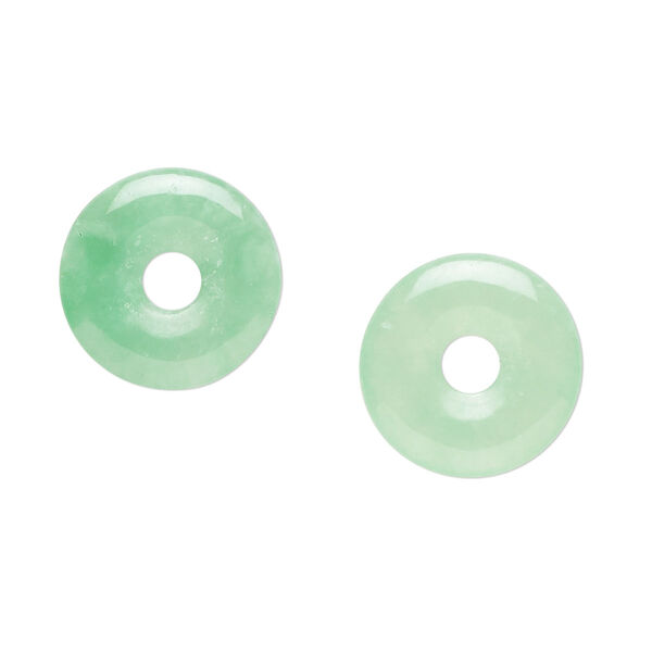 Component, jadeite (dyed/waxed), 15mm donut. Sold per pkg of 2. image number 0
