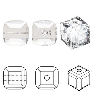 Bead 1pk crystal, Crystal Passions® 12mm cube 5601