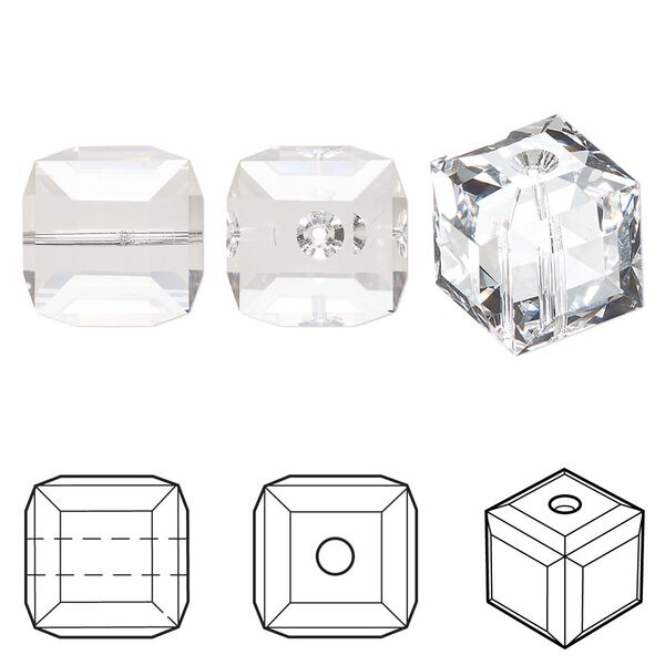 Bead 1pk crystal, Crystal Passions® 12mm cube 5601 image number 0