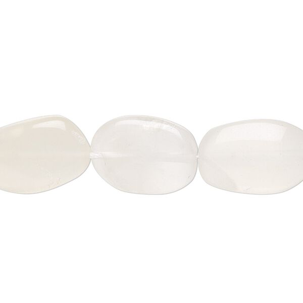 White moonstone 1pkg1, hand-cut oval bead natural 15.5-16 inch 8x6mm-12x8mm image number 0