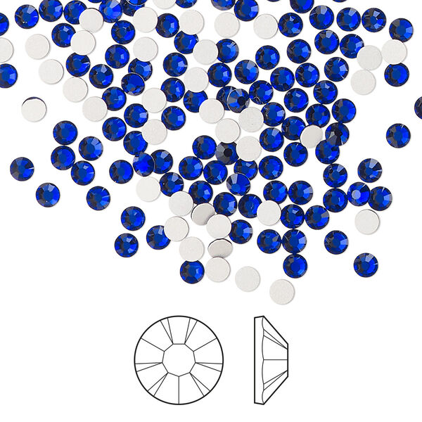 Flat back 144pk cobalt blue foil back, Preciosa MAXIMA Czech crystal rhinestone 2.5-2.7mm chaton rose round SS9 image number 0