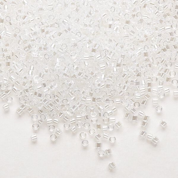 Seed bead, Delica®, glass, pkg/50g, #11 round, translucent luster crystal white (DB-0050). image number 0