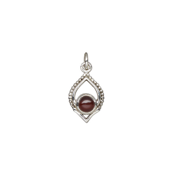 Garnet / sterling silver 1pkg1, antiqued marquise drop natural 13.5x9mm image number 0