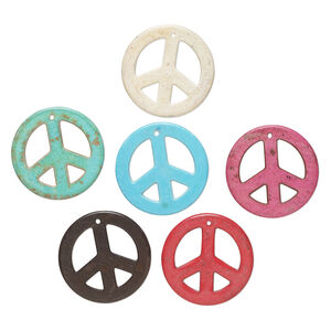 Focal mix "turquoise" (imitation) (resin) 1pkg6, mixed colors, 33-35mm peace sign.