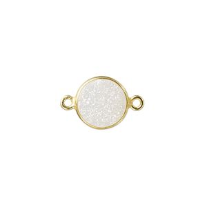 Druzy agate / sterling silver 1pkg1, electrocoated gold finished hand-cut flat round link 11mm