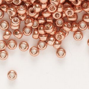 Seed bead, Miyuki, glass, pkg/250g, #6 rocaille, opaque galvanized muscat, (RR-1072).