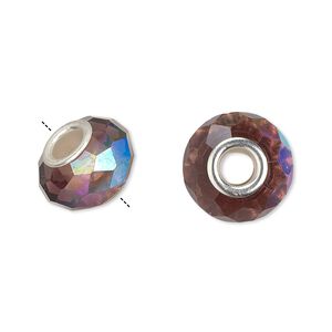 Bead 10pk 32 facets medium purple AB silver plate, Celestial Crystal® Dione® 14x9mm rondelle