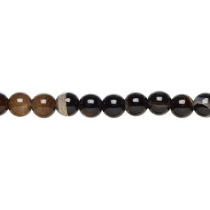 Black agate 1pkg1, round bead 15 inch 5mm