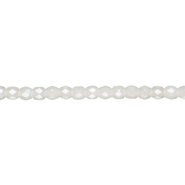 Bead, Czech fire-polished glass, light ivory luster, 3mm faceted round. Sold per pkg of 1,200 (1 mass). image number 0