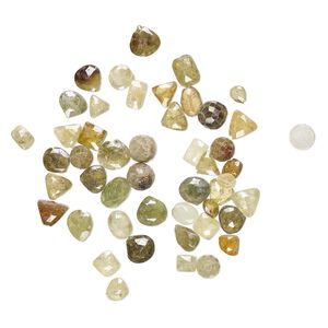Grossularite garnet 1pkg1, hand-cut top-drilled / center-drilled faceted mixed shape bead natural 1 oz mix 6x5mm-10mm