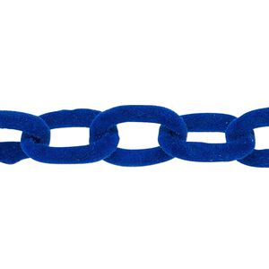 Chain 1pkg1 cable, 12mm, aluminum / flocked cobalt blue 24 inch