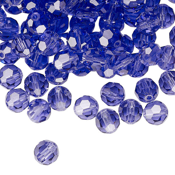 Bead 24pk tanzanite, Preciosa Czech crystal 6mm round image number 0