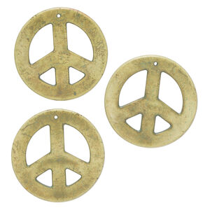 "Turquoise" 1pkg3, top-drilled peace sign focal green 55mm