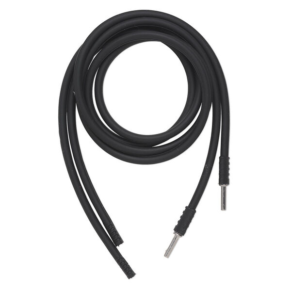 Necklace cord, silicone and stainless steel, black, 3mm wide, 16 inches with hidden clasp. Sold per pkg of 2. image number 0