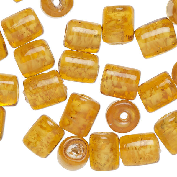 Bead, lampworked glass, opaque honey, 10x8mm round tube. Sold per pkg of 40. image number 0