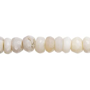 White opal 1pkg1, hand-cut faceted rondelle bead natural 8 inch 7x3mm-8x6mm