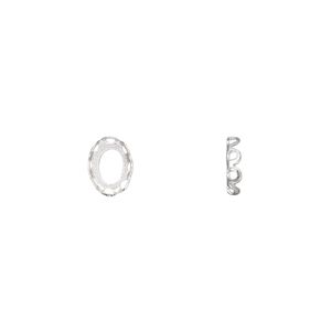 Component, sterling silver, 8x6mm oval with 7x5mm oval setting and open back. Sold per pkg of 2.