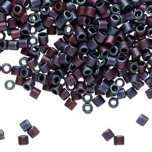 Seed bead, Delica®, glass, pkg/50g, #8 round, opaque matte metallic iris blue (DBL-0325).