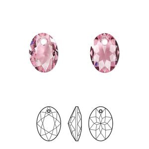 Drop 48pk rose, Swarovski® 11.5mm pendant elliptic cut 6438