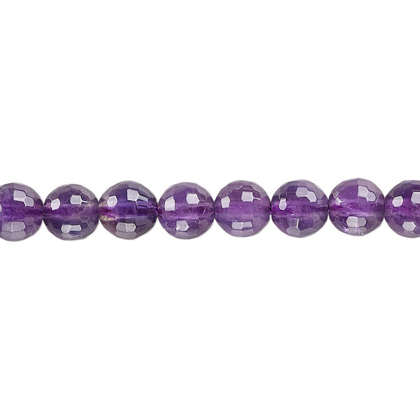 Bead, amethyst (natural), 6mm faceted round, B grade, Mohs hardness 7. Sold per 15-1/2" to 16" strand. image number 0