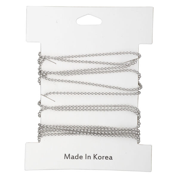 Chain 1pkg1 ball, 1.5mm, stainless steel 5 foot unfinished image number 1