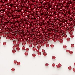Seed bead, Miyuki, glass, pkg/25g, #11 rocaille, opaque outside dyed maroon, (RR-1464).