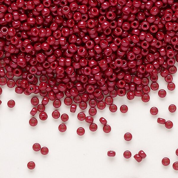 Seed bead, Miyuki, glass, pkg/25g, #11 rocaille, opaque outside dyed maroon, (RR-1464). image number 0