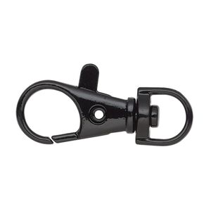Clasp lobster claw 1pkg4 "pewter" (zinc alloy), 31x13mm swivel, black-finished 1-strand