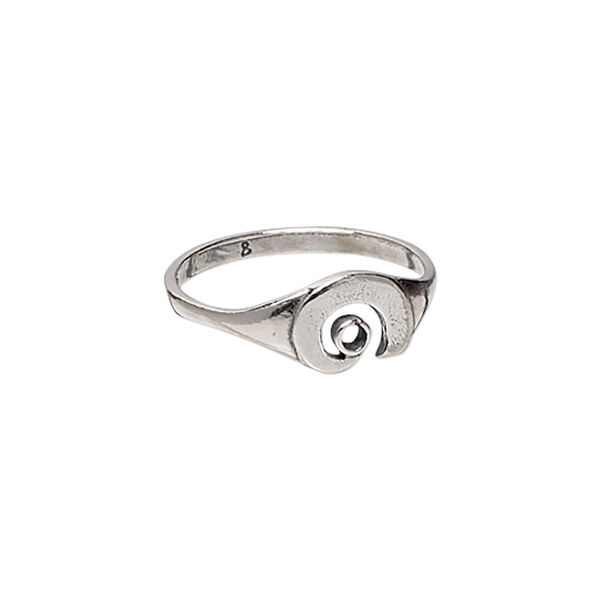 Ring, JBB Findings, antiqued sterling silver, 7mm swirl with PP12 chaton setting, size 8. Sold individually. image number 0