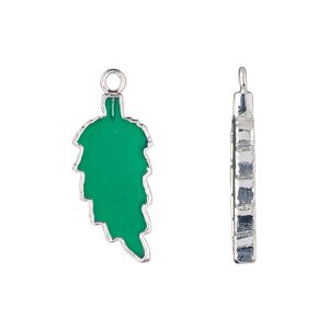 Drop, sterling silver and green onyx (natural), 23x10mm hand-cut double-sided flat feather, Mohs hardness 6-1/2 to 7. Sold individually.