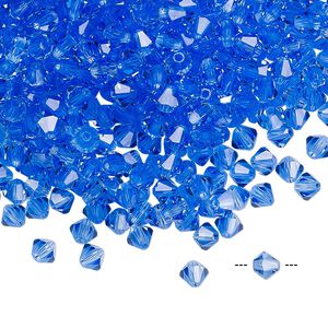 Bead 48pk sapphire, Preciosa Czech crystal 4mm bicone