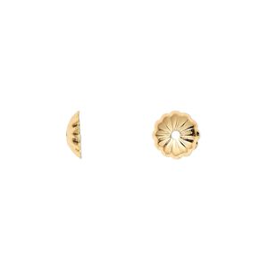 Bead cap, gold-plated brass, 8x2mm ribbed round, fits 8-10mm bead. Sold per pkg of 100.