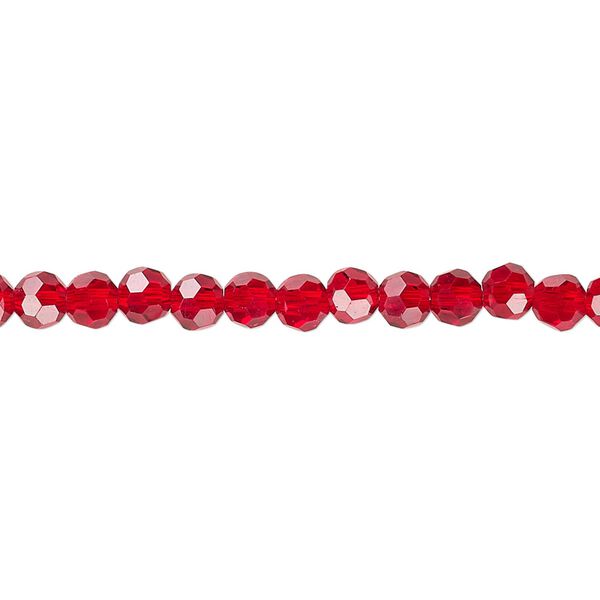 Bead 1pk 32 facets transparent red, Celestial Crystal® 4mm round 15.5-16 inch image number 0